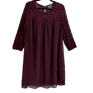 Luxology eggplant color lace bodice lined special occasion dress 16